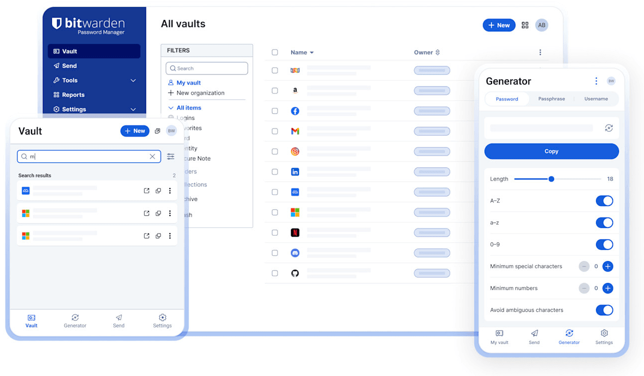 Bitwarden Web Vault und Browser-Erweiterung